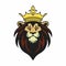 Lion King Mascot with Crown Logo Design Vector Illustration