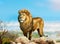 Lion king Summer wildlife hand drawn illustration realistic Safari