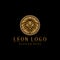 Lion Logo. Elegant illustration of Leon Circle gold Logo