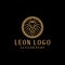 Lion Logo. Elegant Leon Circle gold monoline Logo