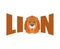 Lion logo. Leo emblem lettering. head predator and letters