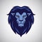 Lion Logo Mascot Blue Design Vector Illustration