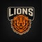 Lion logo. Sport team emblem template.