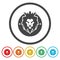Lion luxury logo ring icon, color set