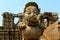 A lion made of red sand stone in the front of Konark Sun Temple