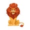 Lion with Mane as Proud Powerful Wild African Animal Sitting Vector Illustration