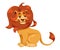 Lion with Mane as Proud Powerful Wild African Animal Sitting Vector Illustration