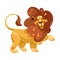 Lion with Mane as Proud Powerful Wild African Animal Walking Vector Illustration