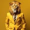 This lion means business Dressed in a suit and tie