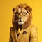 This lion means business Dressed in a suit and tie