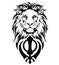 The Lion and the most significant symbol of Sikhism - Sign of Khanda, drawing for tattoo