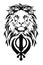 The Lion and the most significant symbol of Sikhism - Sign of Khanda, drawing for tattoo