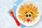 Lion pasta - fun food idea for kids lunch, animal shaped food art