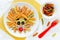 Lion pasta - fun food idea for kids lunch, animal shaped food art