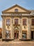 Lion Pharmacy with an ancient greek facade with columns in ionic order, Faaborg, Denmark