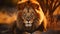 The lion portrait on savanna safari photography lighting landscape image, Generated AI