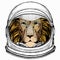 Lion. Portrait of wild lion. Safari animal head. Astronaut animal. Vector portrait. Cosmos and Spaceman. Space