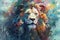 Lion predator animals wildlife painting . Lion is the king of animals