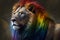 Lion with rainbow mane. Restyle. Minority gender concept.
