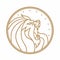 Lion Roaring Circle Gold Logo White Background Vector Illustration