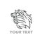 Lion Roaring Logo. Line Art Design Template