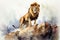 Lion rock animal watercolor. Generate Ai