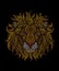 lion\\\'s head, appliqué with rhinestones of five color