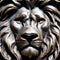 Lion\\\'s head, sculpture in bronze ai Generated, generative AI, CGI graphics