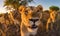 Lion\\\'s selfie radiates strength and dominance in the animal kingdom Creating using generative AI tools