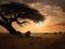 Lion\\\'s Slumber: Peaceful Rest Under the Serengeti Sky