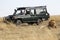 Lion safari jeep in maasai mara