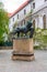 Lion sculpture in courtyard of Strahov Monastery, Prague, Czech Republic