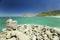 Lion sculpture overlooking view of Atlantic Ocean and Hout Bay, Southern Cape Peninsula, outside of Cape Town, South Africa