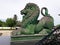 Lion statue green stone roar