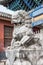 Lion Statue at Shuanglin Temple in Pingyao, Shanxi, China. It is part of UNESCO World Heritage Site - Ancient City of Ping Yao.