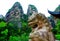 The Lion statue in Yandang Mountain in Wenzhou city , Zhejiang., China