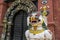 Lion statues outside a gate at the Taleju Temple, Durbar Square, Kathmandu, Nepal