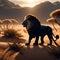 Lion in steppe, AI-Generatet