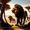 Lion in steppe, AI-Generatet