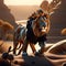 Lion in steppe, AI-Generatet