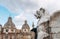 Lion stone figurine sculpture on the stairs of Altare della Patria monument on Piazza Venezia Square in Rome, Italy with