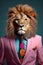 Lion in a suit business concept, where the majestic meets the corporate realm.