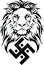 The lion and the symbol of the Indian religion of Jainism - the swastika