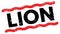 LION text on red-black lines stamp sign