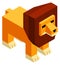 Lion toy. Polygonal pixel animal. Cartoon isometry