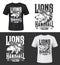 Lion tshirt print, king of animals vector mascot