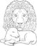 Lion Watching Over Sleeping Lamb Drawing