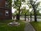 Lionel Hall, Sundial, and 1870 Gate, Harvard Yard, Harvard University, Cambridge, Massachusetts, USA