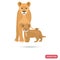 Lioness and cub color flat icon
