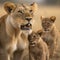 A Lioness with her cubs